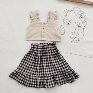 Two-piece plaid skirt set